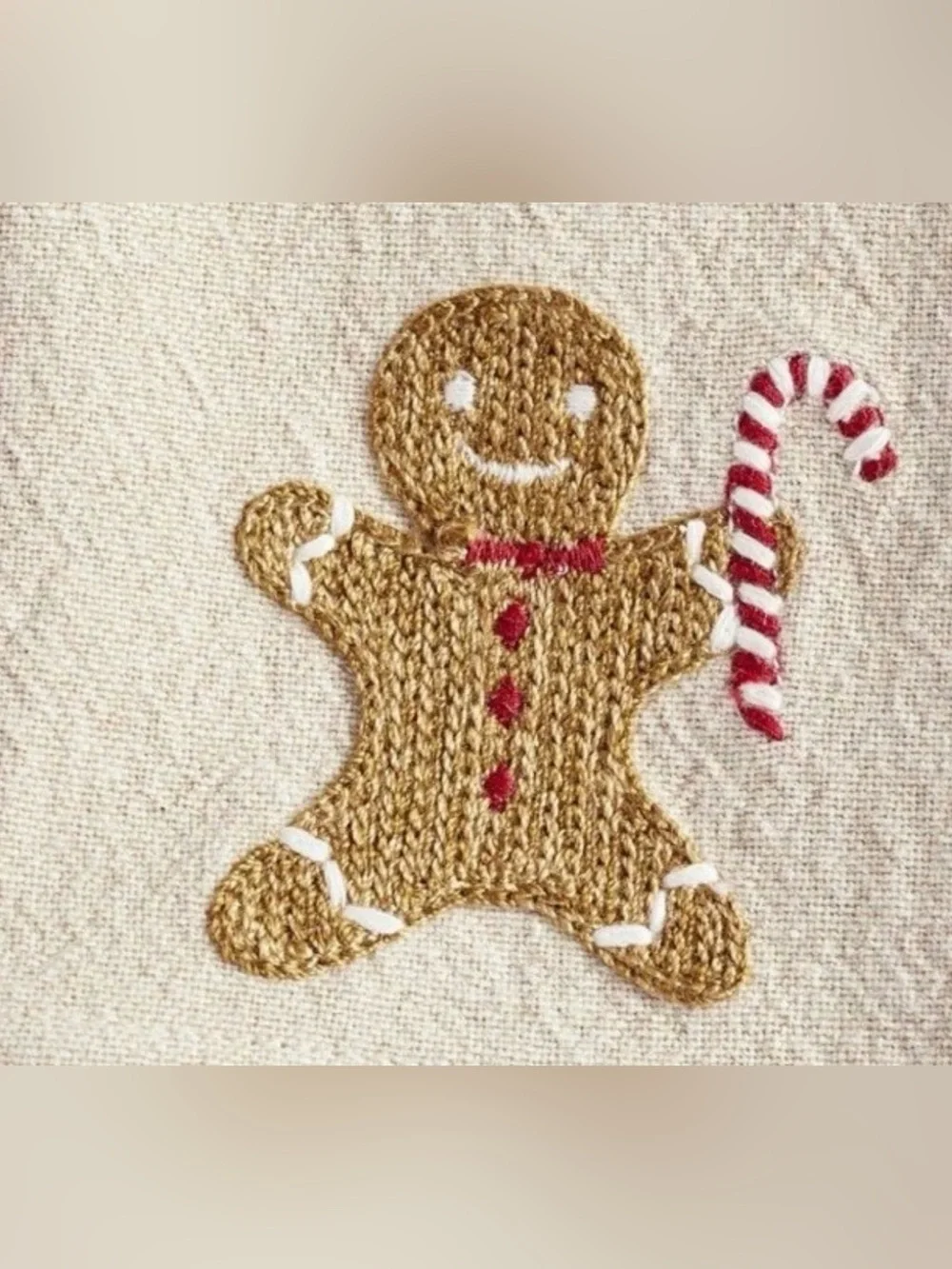 Pottery Barn Gingerbread Embroidered Cotton Napkins ( Set of 4 )